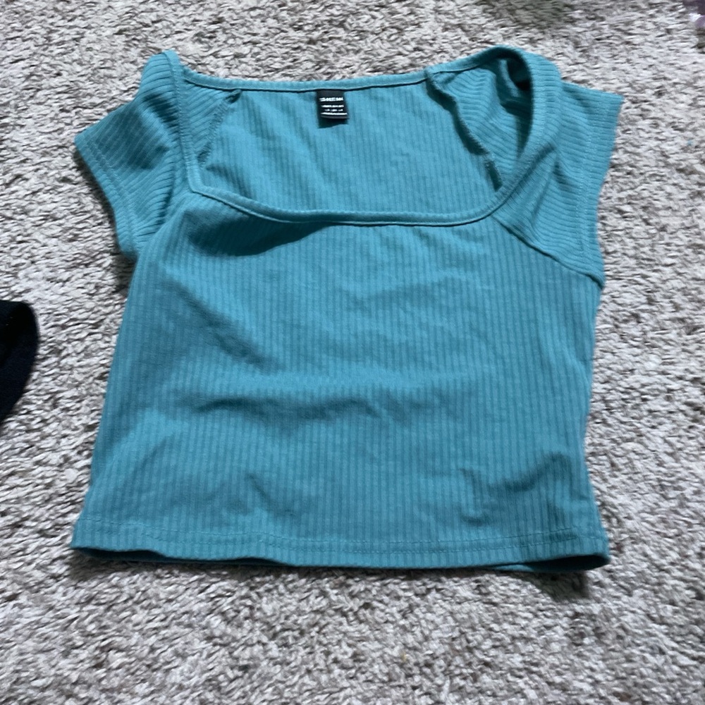 SHEIN Teal Ribbed Tank Top